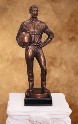 race car driver statue